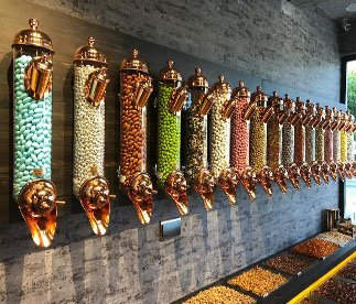 Wall Mounted Cylindrical Coffee Bean Dispensers